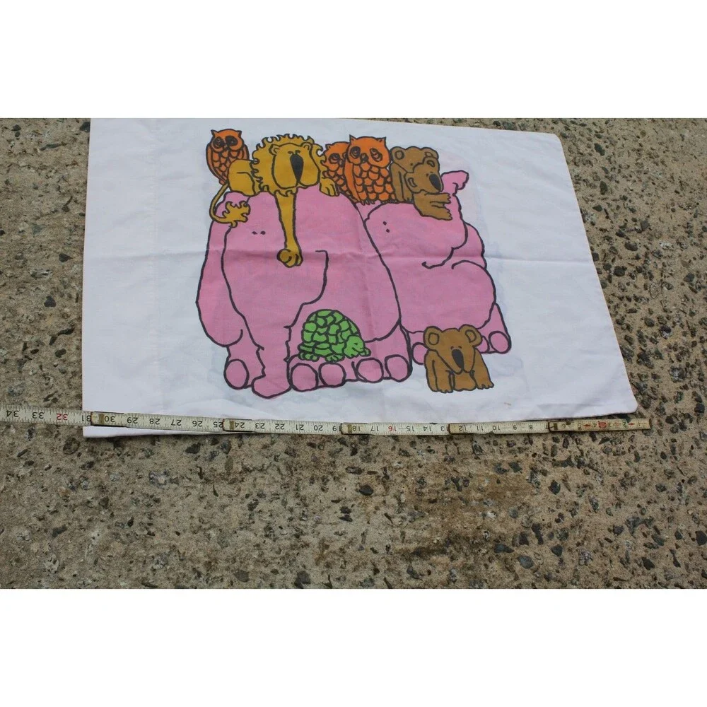 Vintage Harumpf Cartoon Walrus Pillowcase Stevens Utica Animal Kingdom Elephants